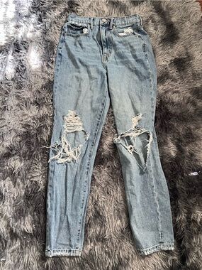 Light Wash Distressed High-Rise Mom Jeans